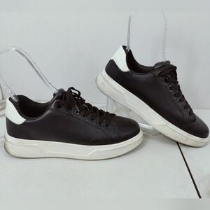 Zara Men's Black Faux Leather Chunky Lace Up Low Sneakers, Sz 10